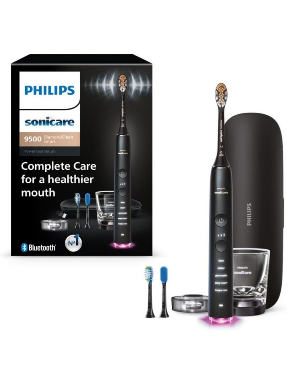 Electric Toothbrush with 3 Brush Heads, 2000% Plaque Removal, Pressure Sensor